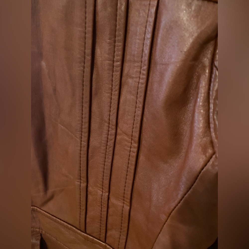 Nino Cerruti by Rue Royale Vintage Leather 1970s Mens Sports Coat Rust Jacket - Picture 4 of 10